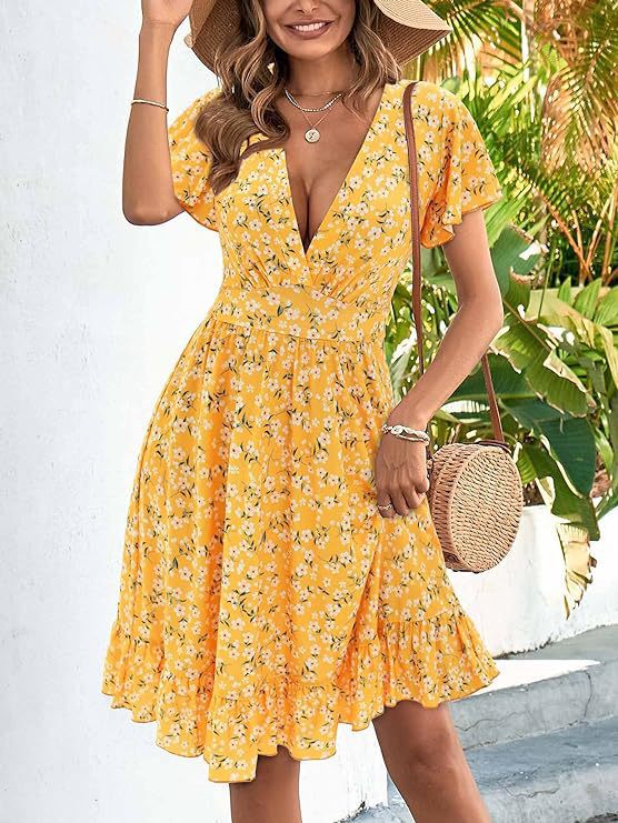 FloraBreeze Wrap Midi Dress