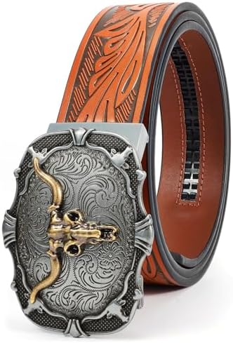 Mens Ratchet Western Belt Leather Cowboy