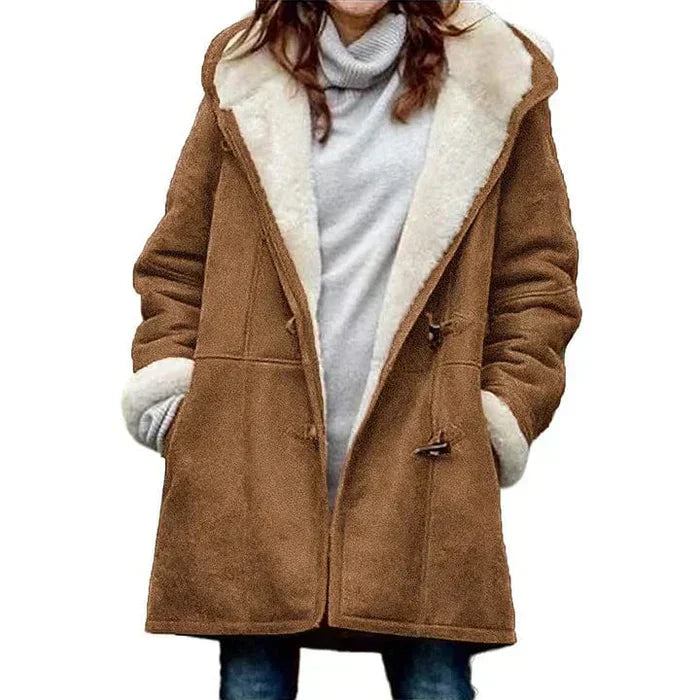 Hooded Coat in Soft Cashmere Feel Fabric