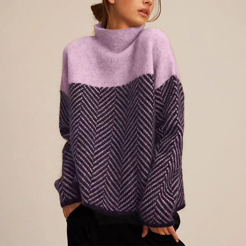 Eva - Herringbone Knit Sweater