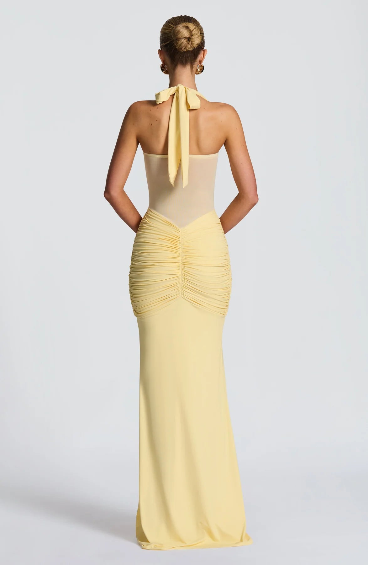 Strapless Lace-up Maxi Dress