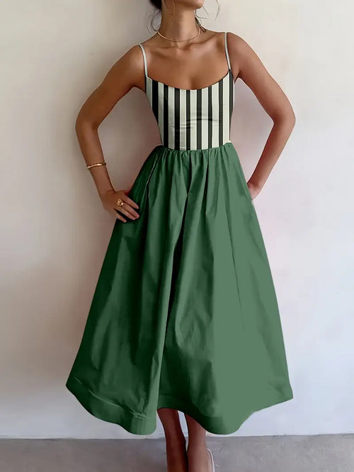 EmeraldStripe Maxi Dress