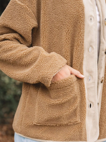 Leanne Button-Front Sherpa Teddy Jacket