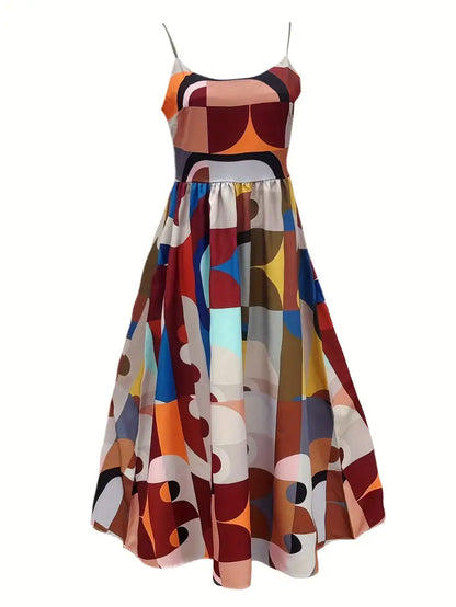 RetroWave Spaghetti Strap Maxi Dress