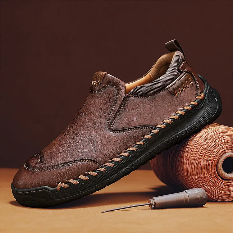 Men’s Leather Slip-On Walking Shoes with Arch Support