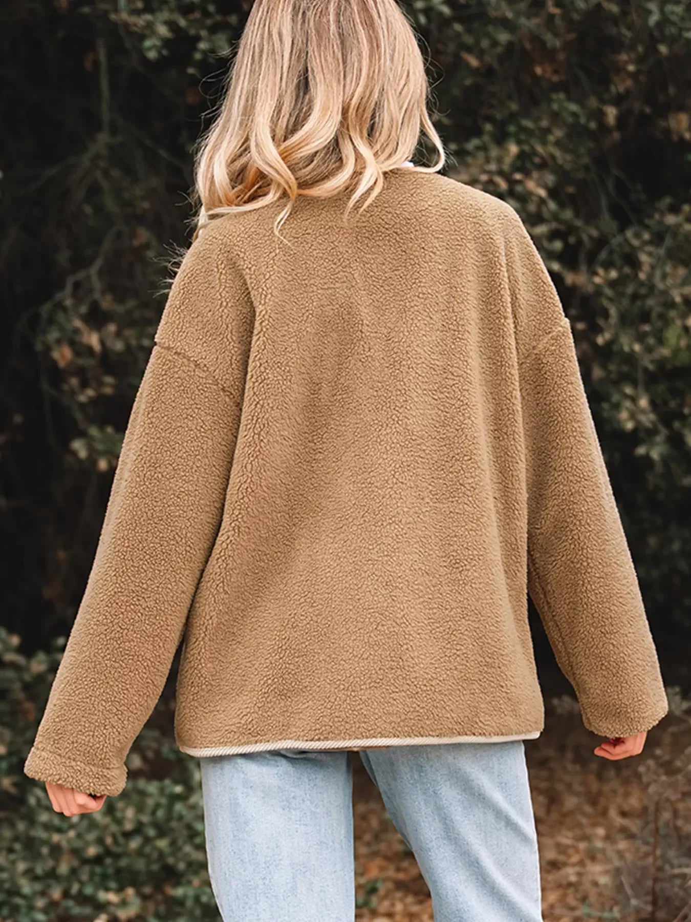 Leanne Button-Front Sherpa Teddy Jacket