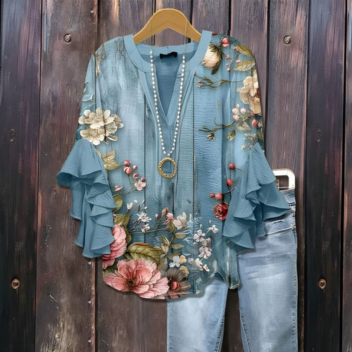Vintage Floral Print Blouse