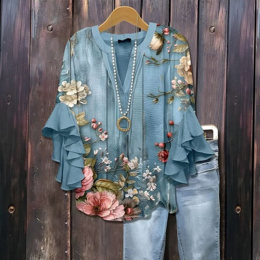 Vintage Floral Print Blouse