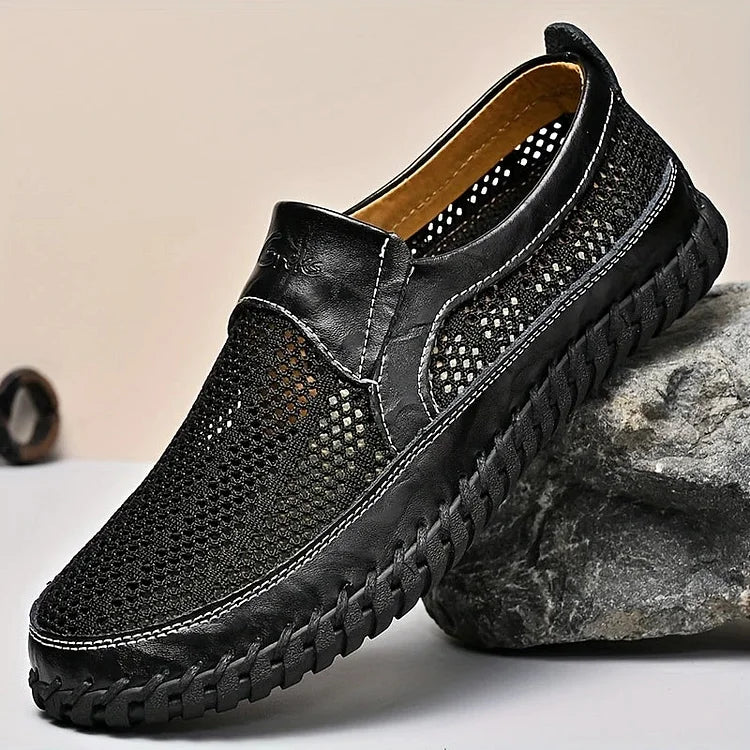 Men's Breathable Leather-Look Casual Loafers – All-Day Comfort