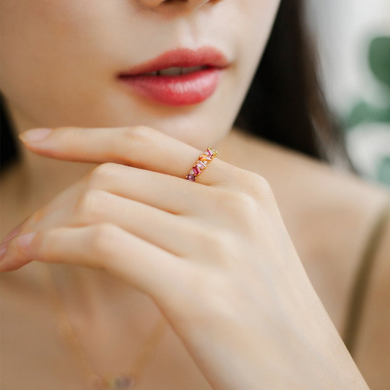 LuxeRainbow Necklace & Ring Set