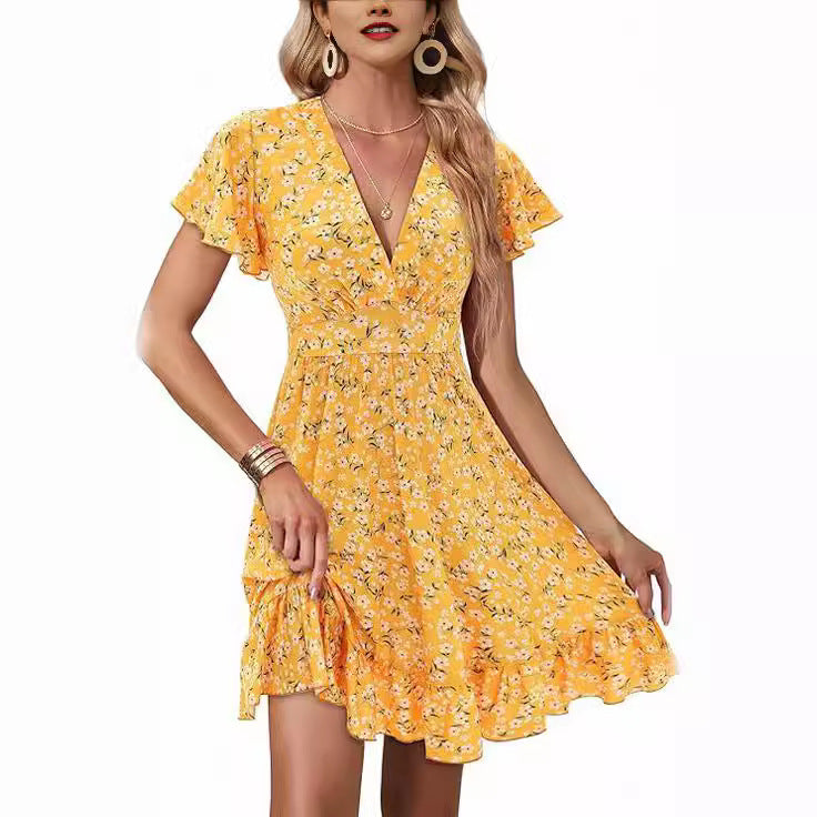 FloraBreeze Wrap Midi Dress