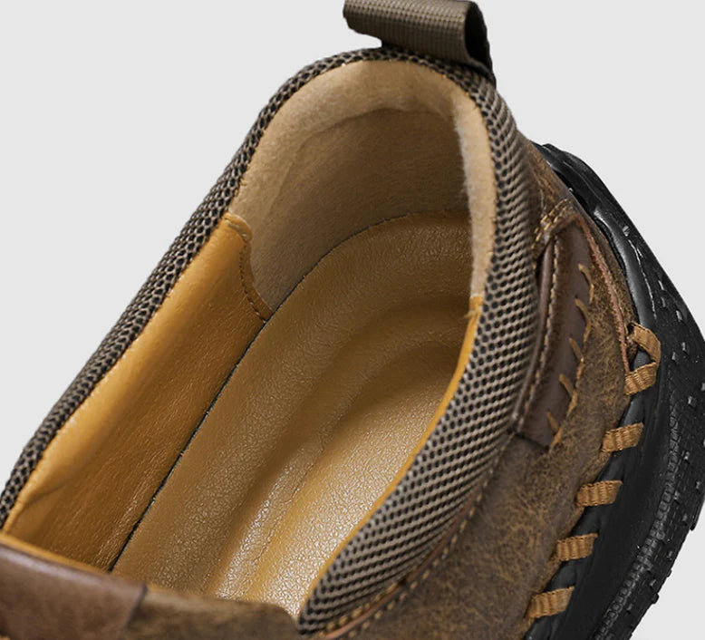 Men’s Leather Slip-On Walking Shoes with Arch Support