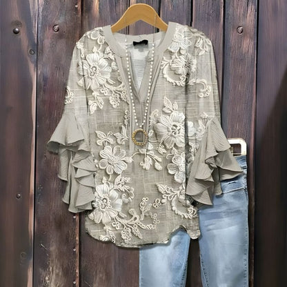 Vintage Floral Print Blouse