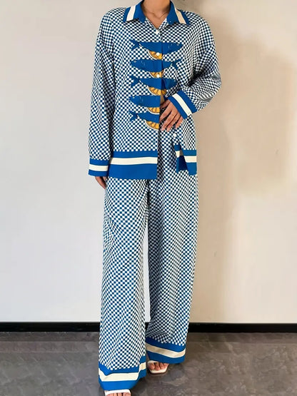 Lemon Print Shirt Pants Two-Piece Set