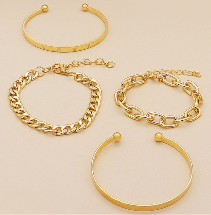 LuxeChain 4-Piece Bracelet Set