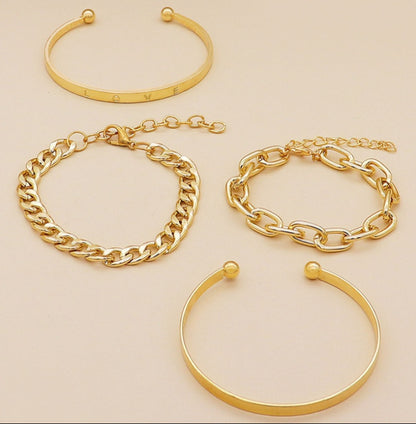 LuxeChain 4-Piece Bracelet Set