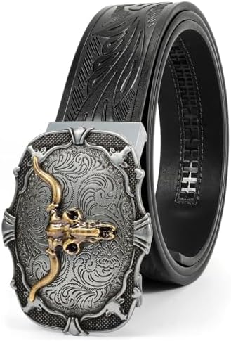 Mens Ratchet Western Belt Leather Cowboy
