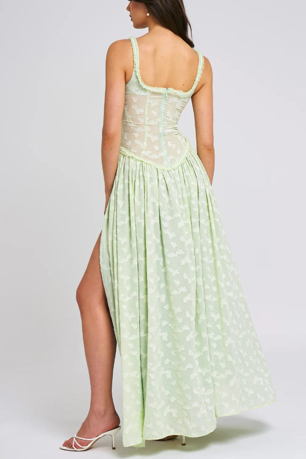 JadeGleam Textured Slit Dress