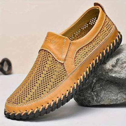 Men's Breathable Leather-Look Casual Loafers – All-Day Comfort