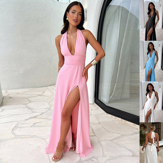 Glamora Slit Halter Dress