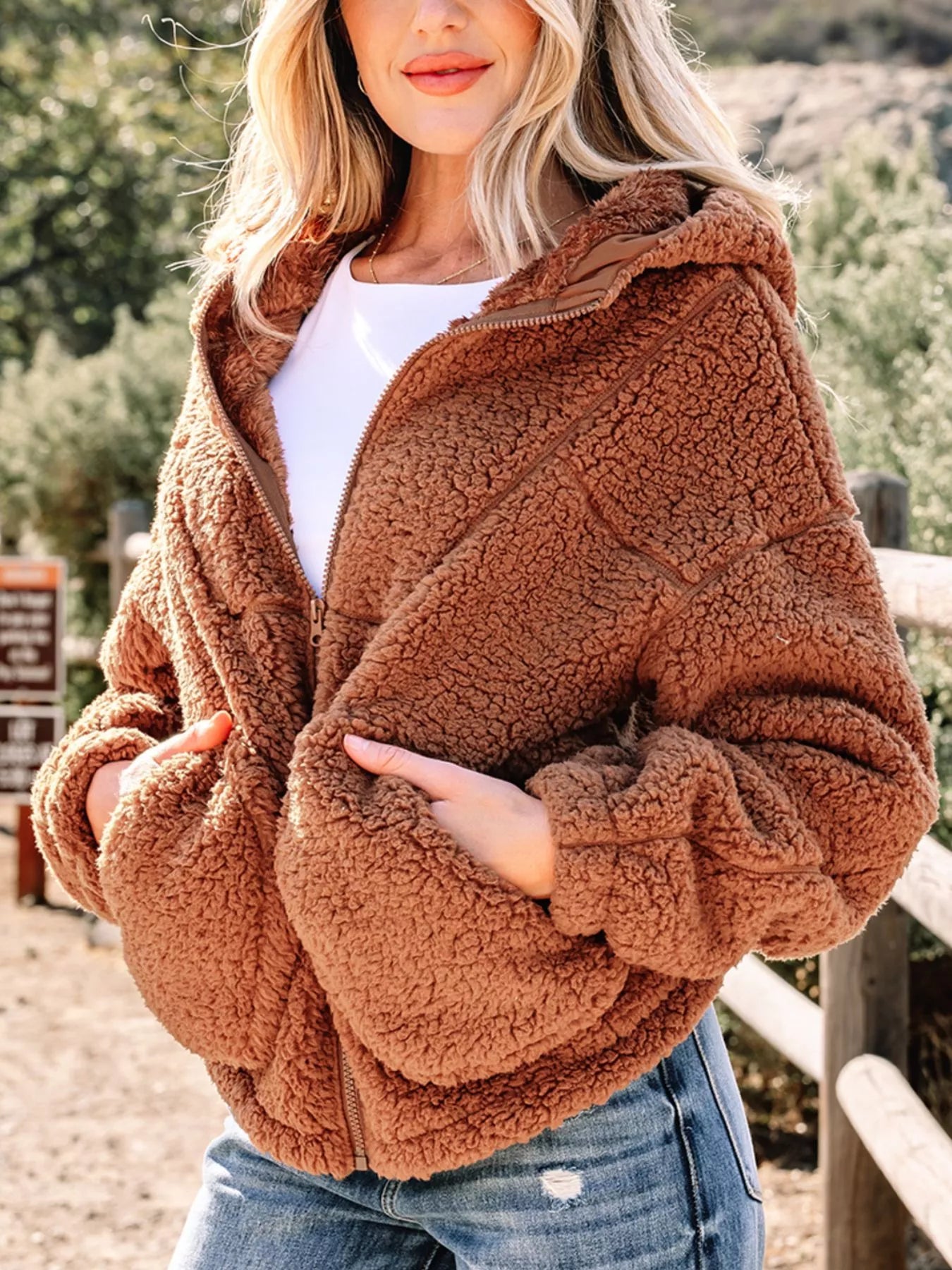 Marjorie Fit Zip Up Teddy Jacket