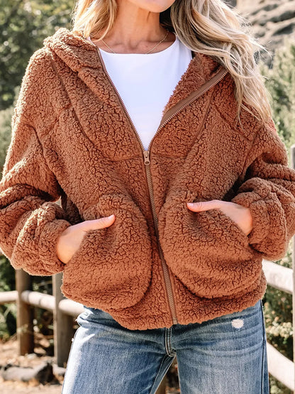 Marjorie Fit Zip Up Teddy Jacket