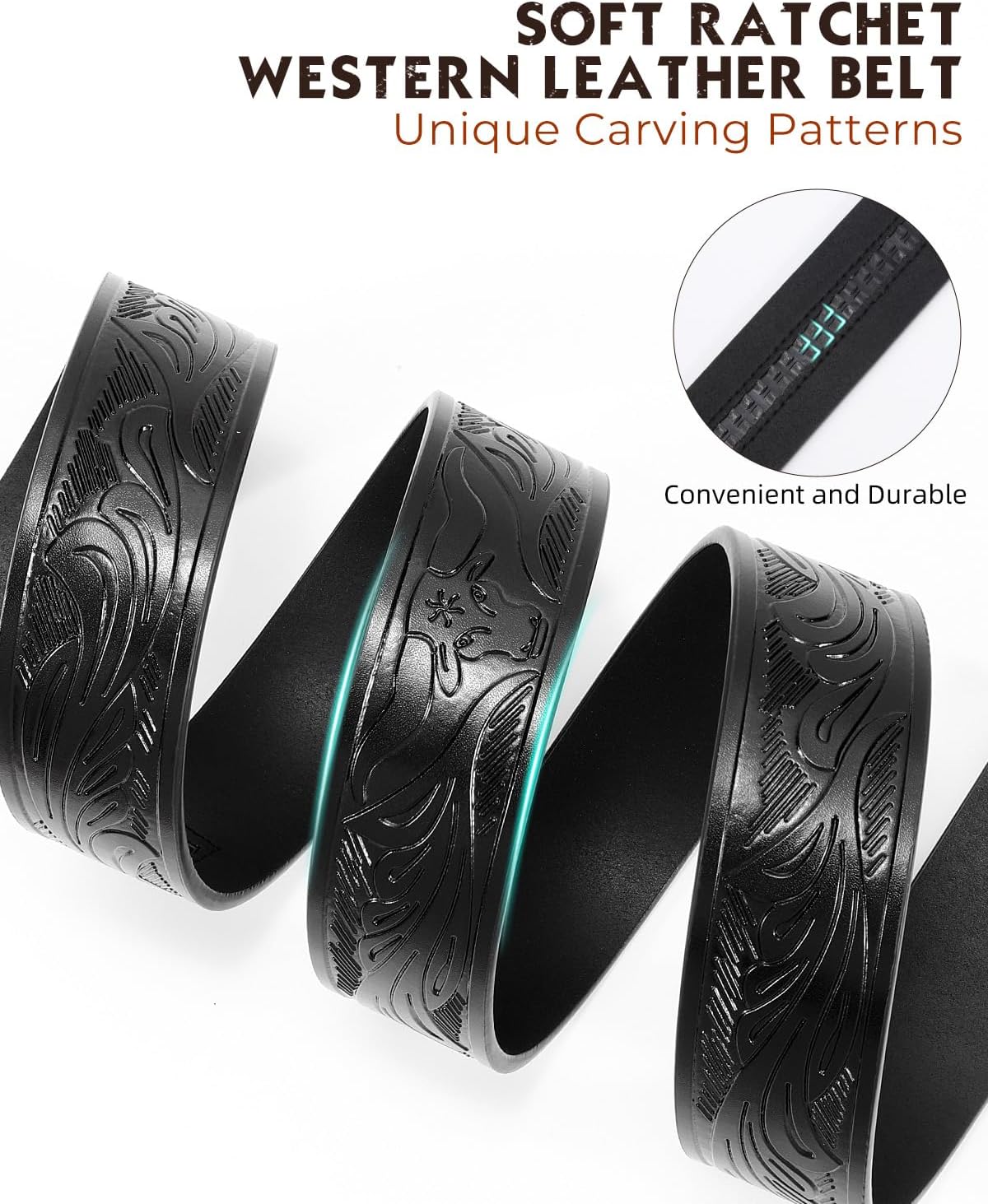 Mens Ratchet Western Belt Leather Cowboy