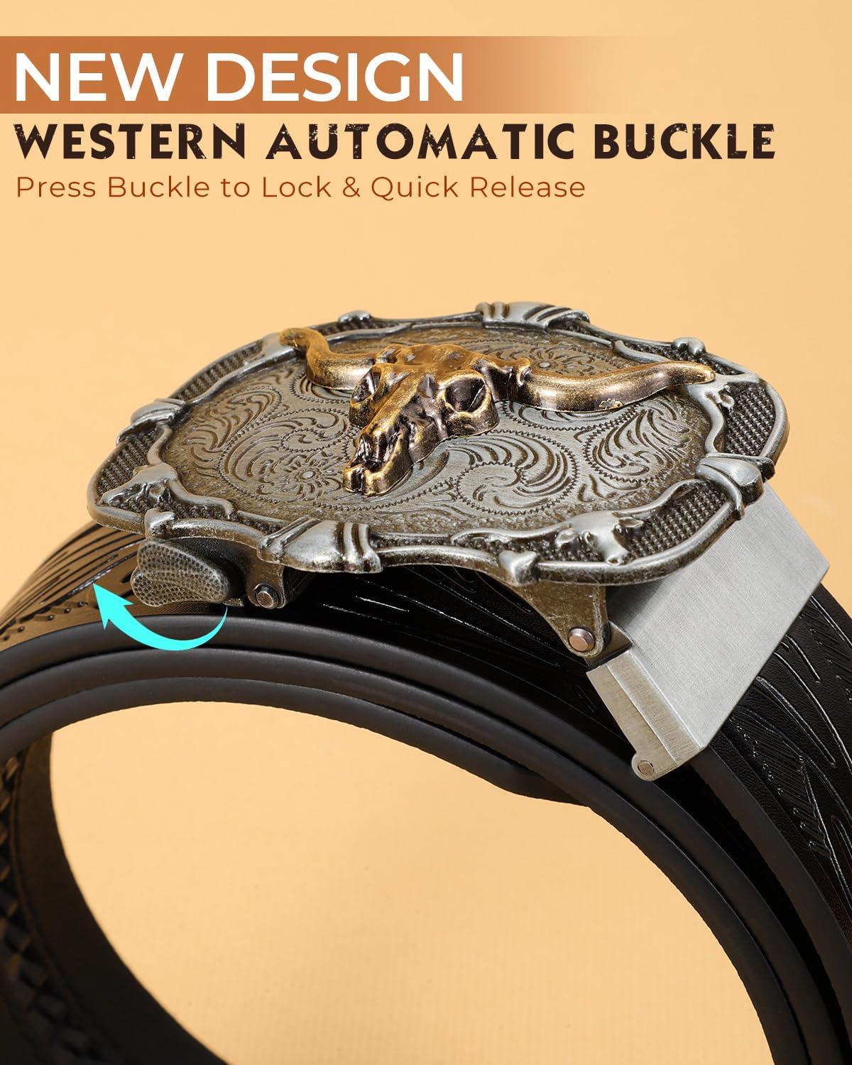 Mens Ratchet Western Belt Leather Cowboy