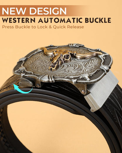 Mens Ratchet Western Belt Leather Cowboy