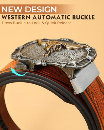 Mens Ratchet Western Belt Leather Cowboy