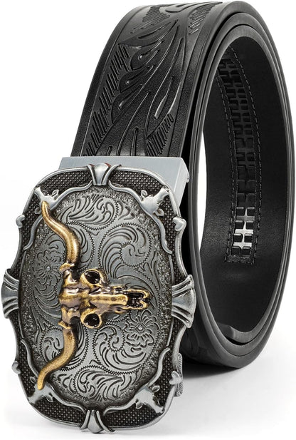Mens Ratchet Western Belt Leather Cowboy