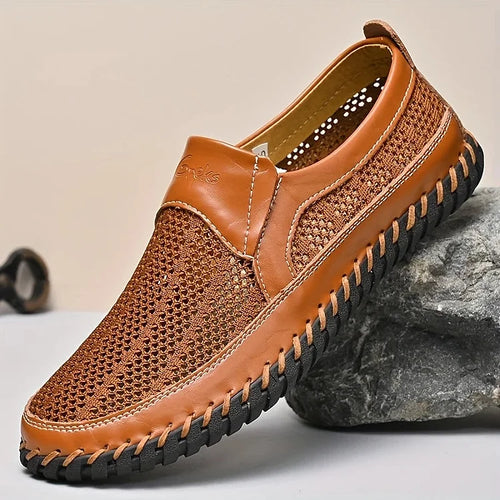 Men's Breathable Leather-Look Casual Loafers – All-Day Comfort