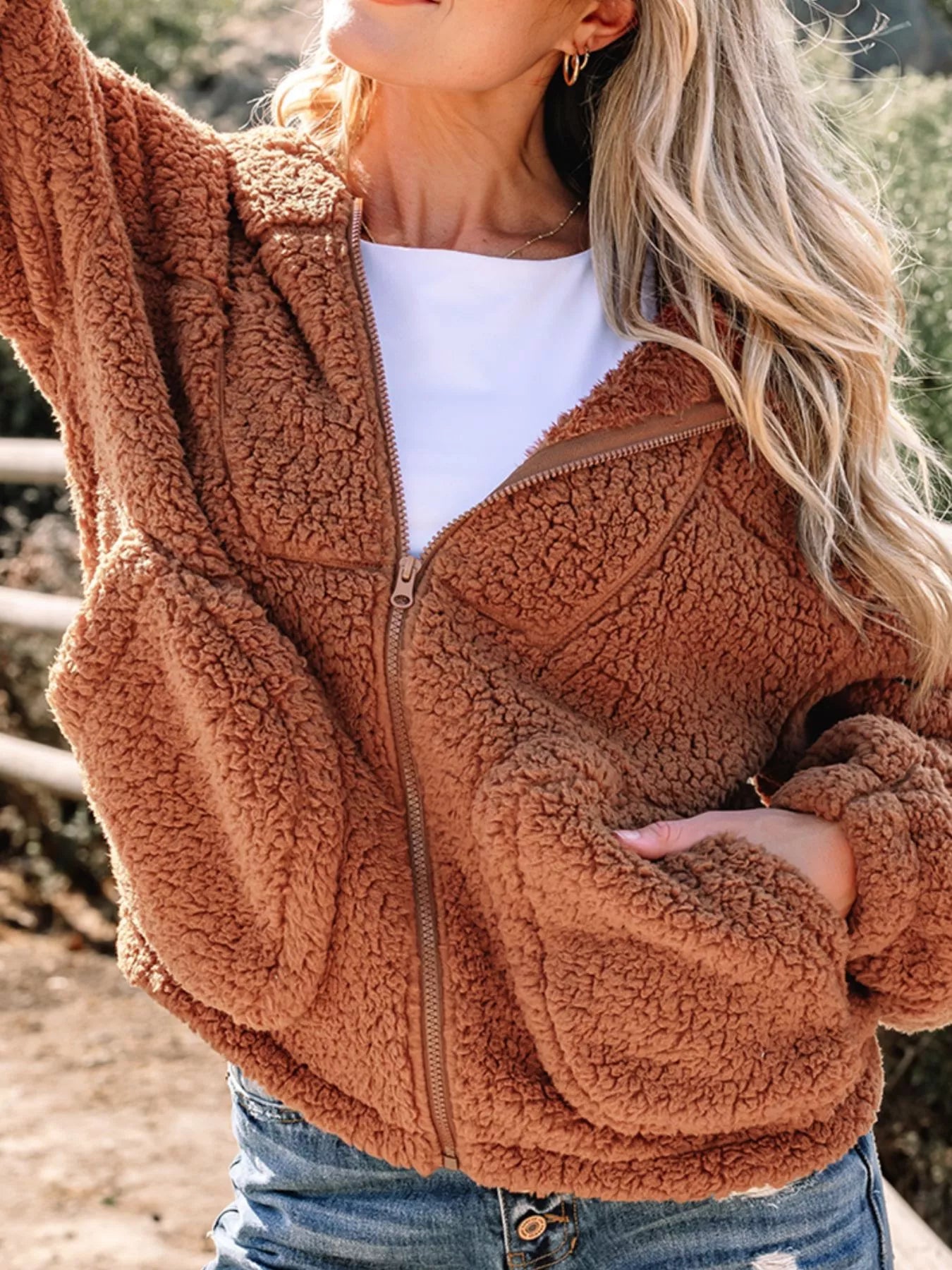 Marjorie Fit Zip Up Teddy Jacket