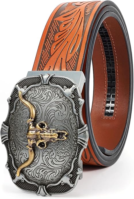 Mens Ratchet Western Belt Leather Cowboy