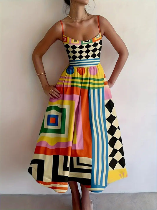 GeoChic Colorblock Maxi Dress