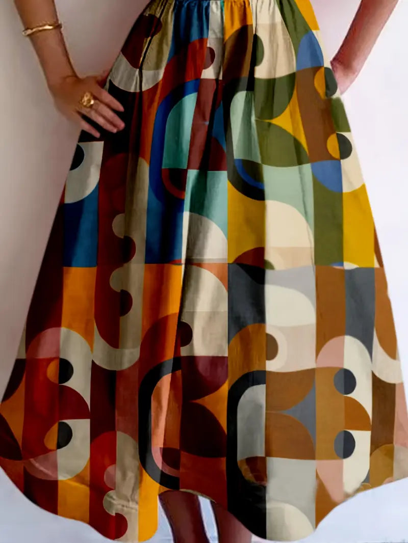 RetroWave Spaghetti Strap Maxi Dress