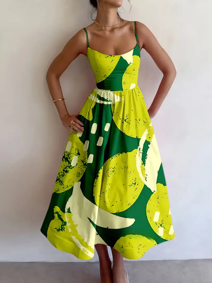 CitrusBloom Maxi Dress