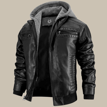 John Vegan Leather Hooded Jacket