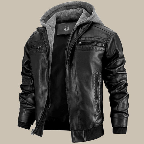 John Vegan Leather Hooded Jacket