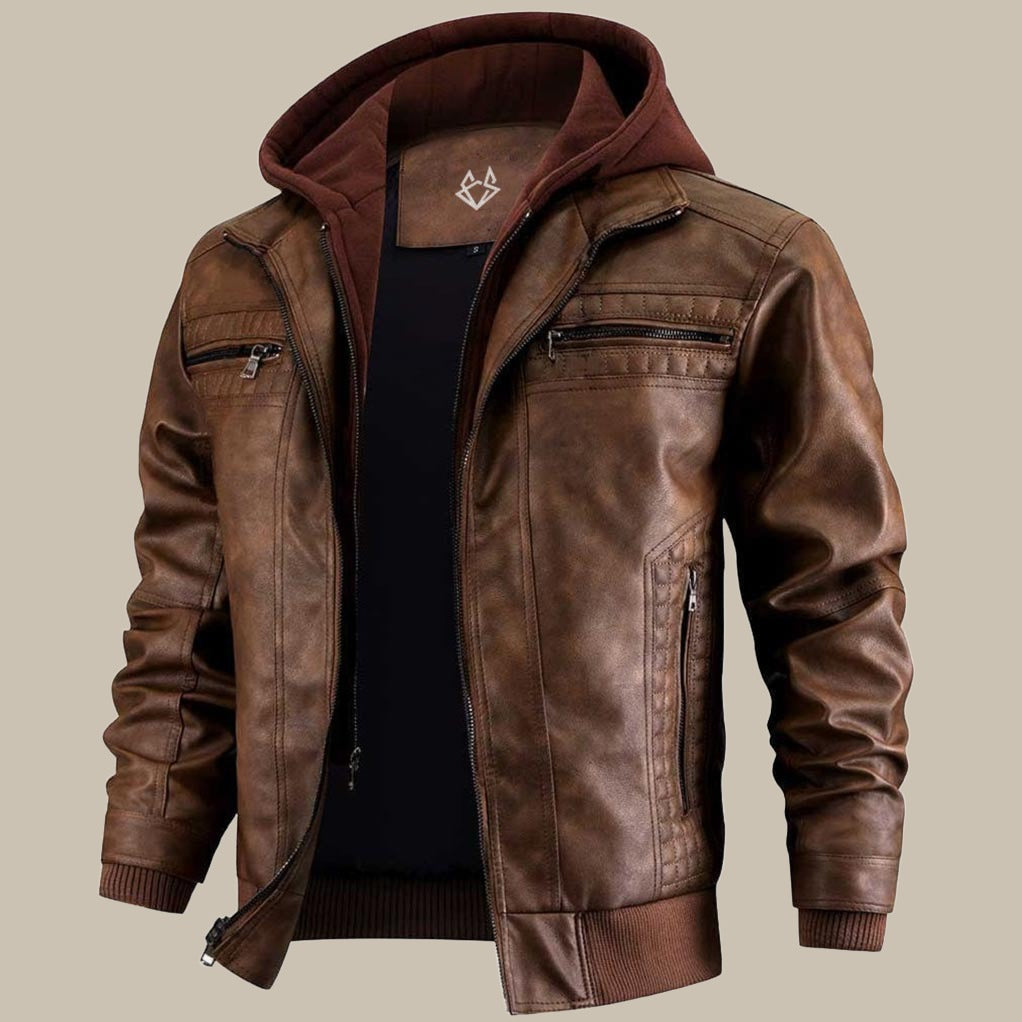 John Vegan Leather Hooded Jacket