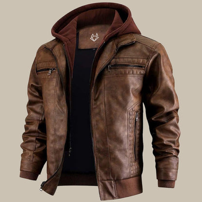John Vegan Leather Hooded Jacket