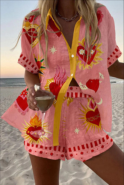 Summer Print Casual Two-piece Set