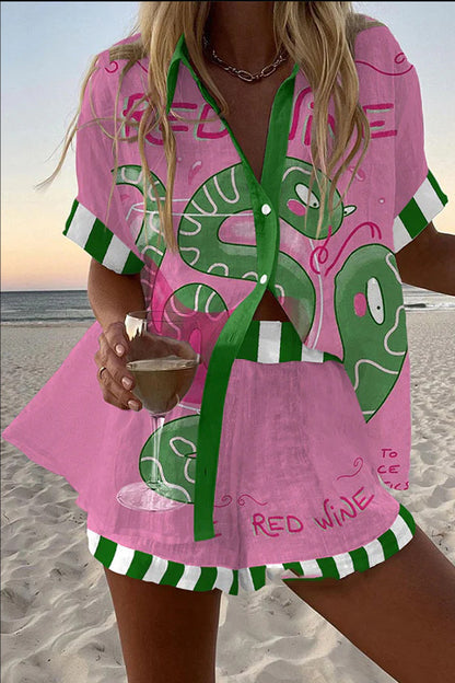 Summer Print Casual Two-piece Set