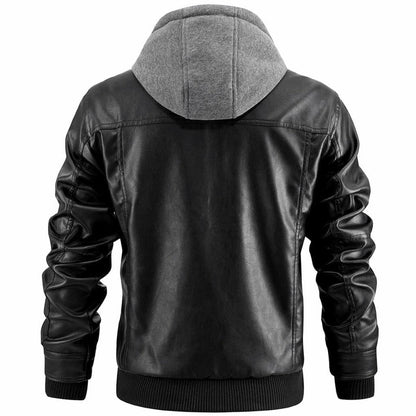 John Vegan Leather Hooded Jacket