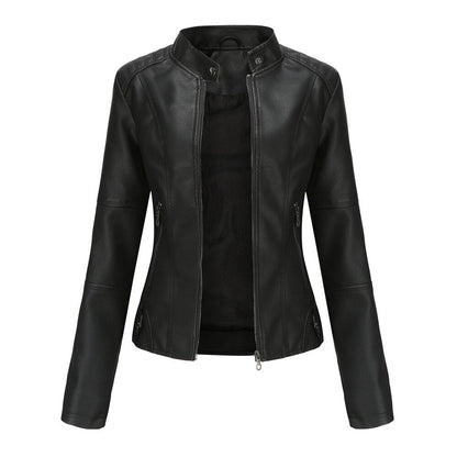 Isabella – Women’s Leather Jacket with Mandarin Collar