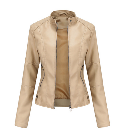 Isabella – Women’s Leather Jacket with Mandarin Collar