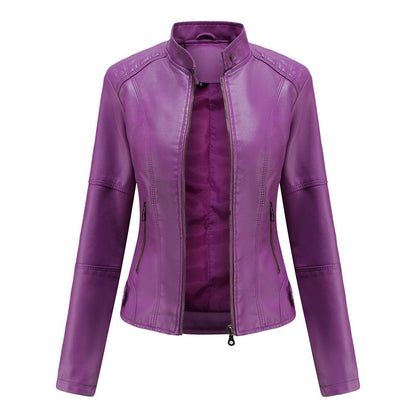 Isabella – Women’s Leather Jacket with Mandarin Collar