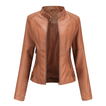 Isabella – Women’s Leather Jacket with Mandarin Collar