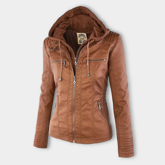 Stylish Hooded Leather Jacket