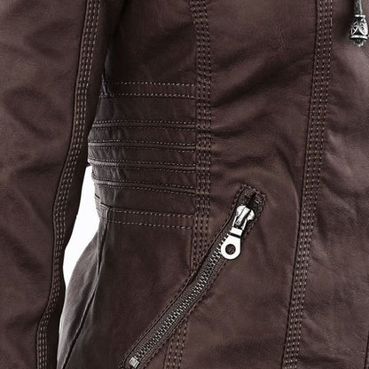 Stylish Hooded Leather Jacket